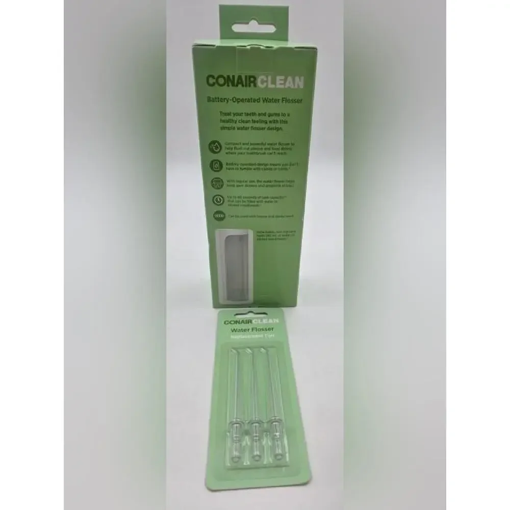 Conair Clean Battery Operated Water Flosser w/ 3 Replacement Tips NIB